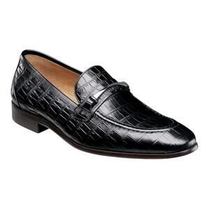 Stacy Adams Men's Ferdinand Moc Toe Slip On Leather Loafers Black Croc Size 7